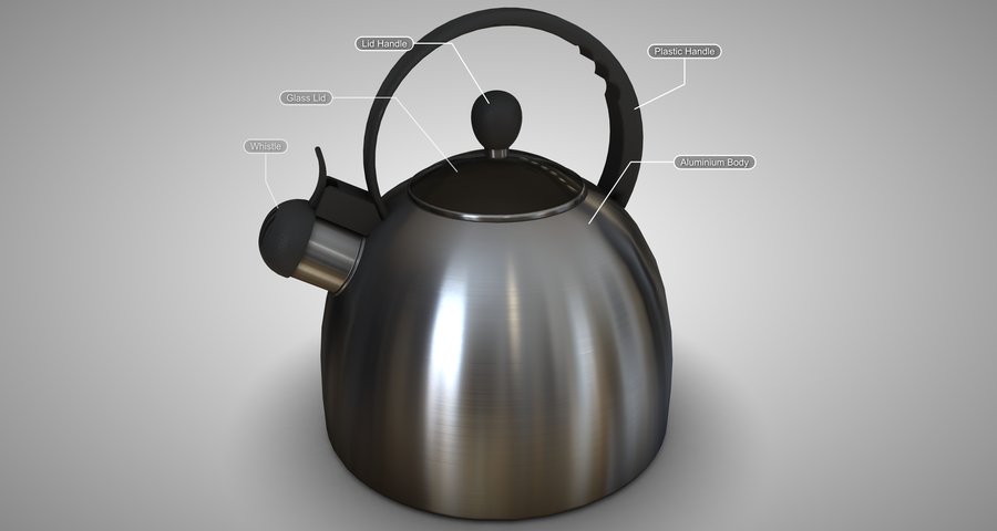 Kettle with callouts — 3D Product View