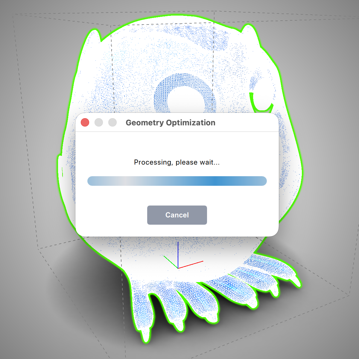 Pre-processing optimized mesh in Koru