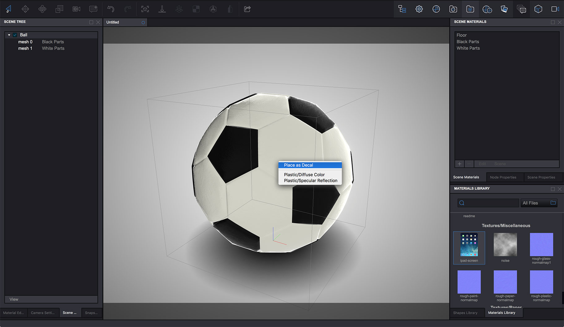 Popup menu showing dragged image options in Koru WebGL exporter